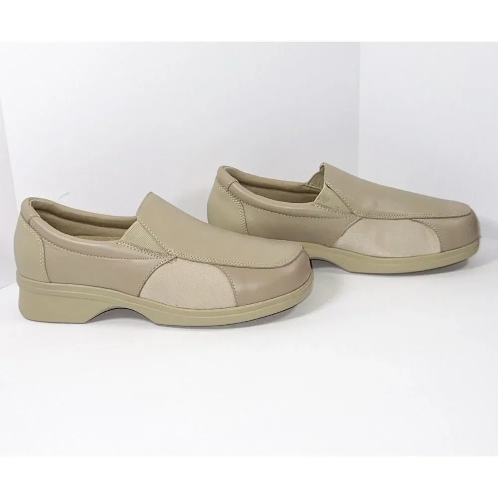 Pedors Shoes Slip On Comfort Walking 201 Beige Leather Orthopedic‎ Cushion 8.5